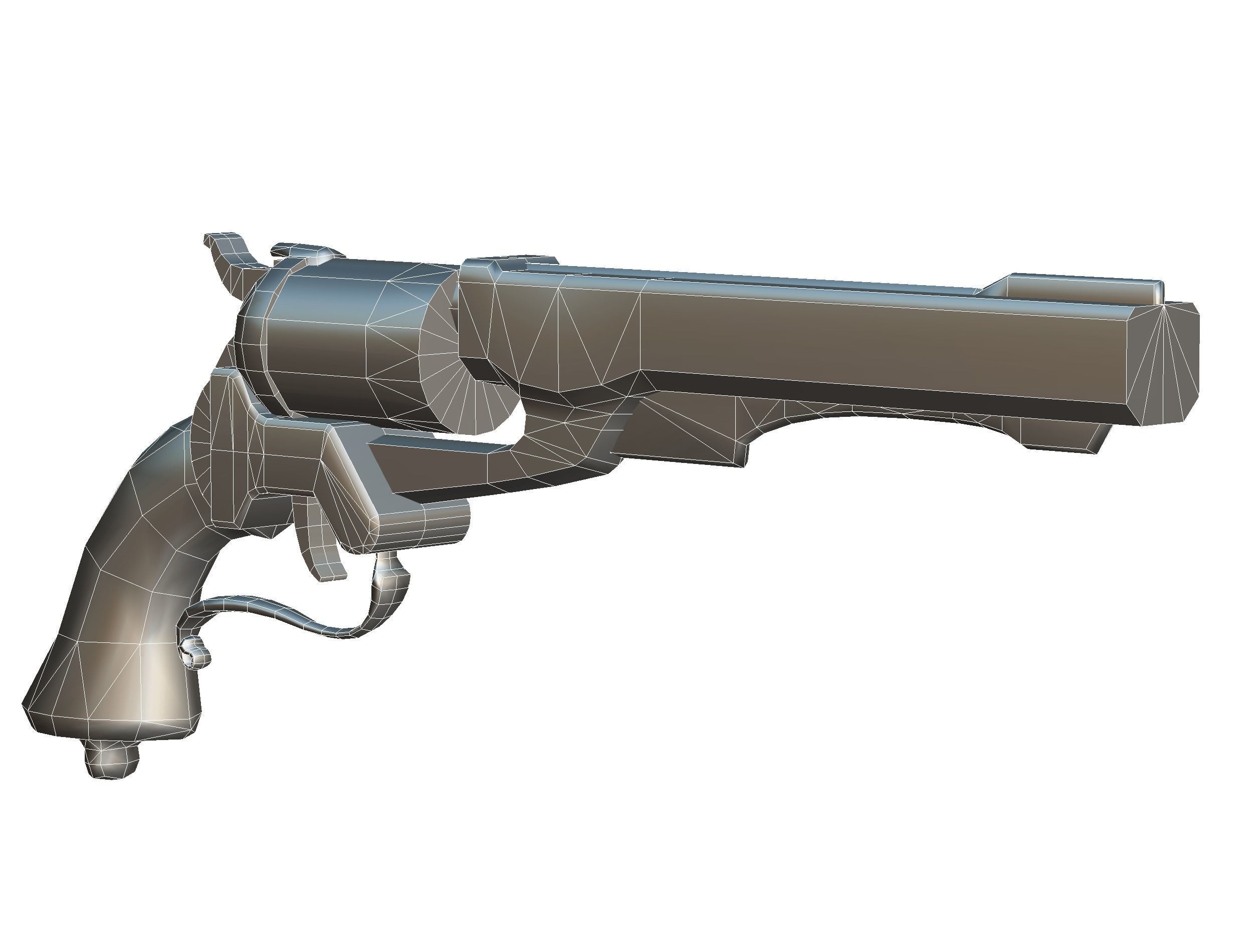 Low Poly Multibarrel Short Barrel Revolver Low-poly 3D model_19