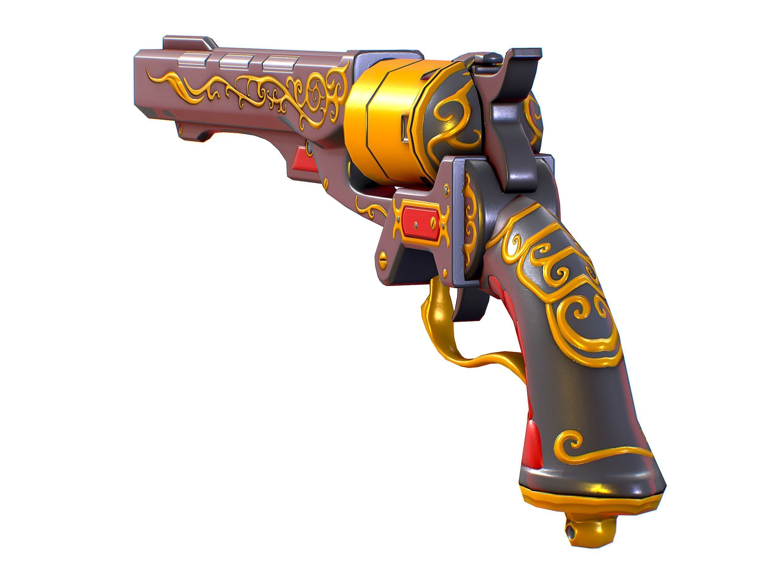 Low Poly Multibarrel Short Barrel Revolver Low-poly 3D model_9