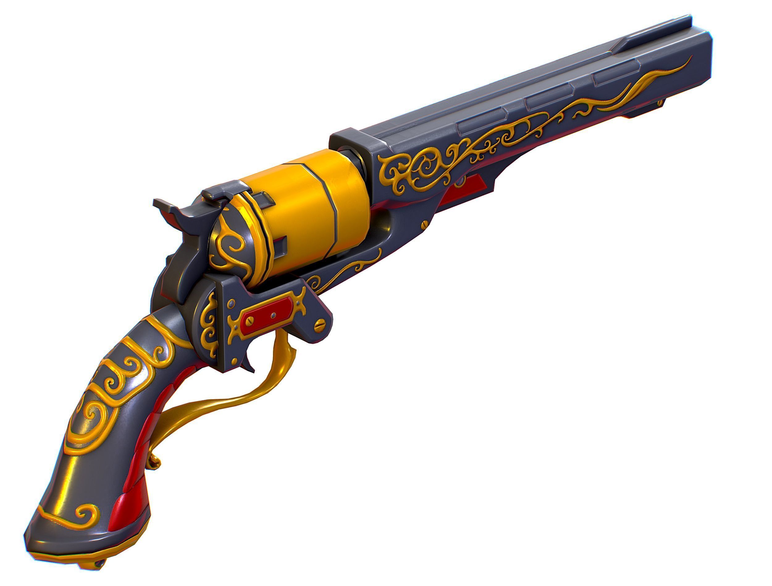 Low Poly Multibarrel Short Barrel Revolver Low-poly 3D model_17