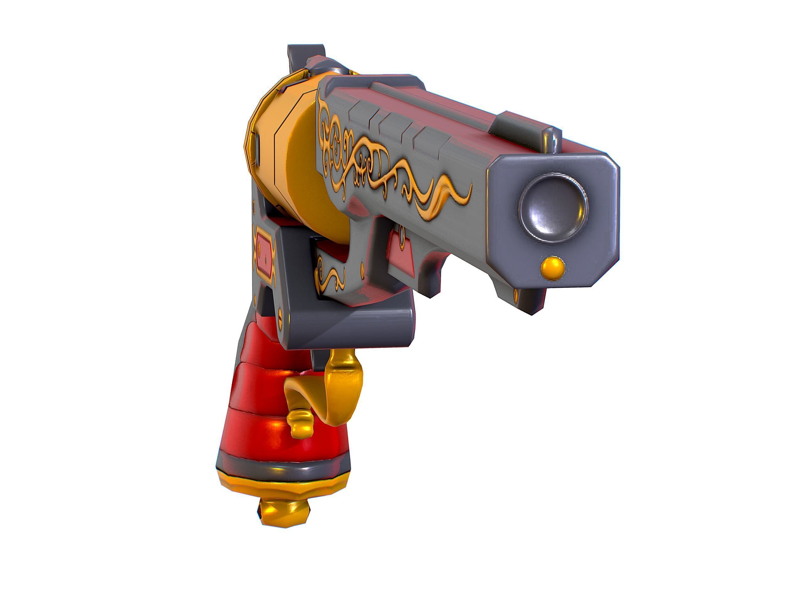 Low Poly Multibarrel Short Barrel Revolver Low-poly 3D model_3