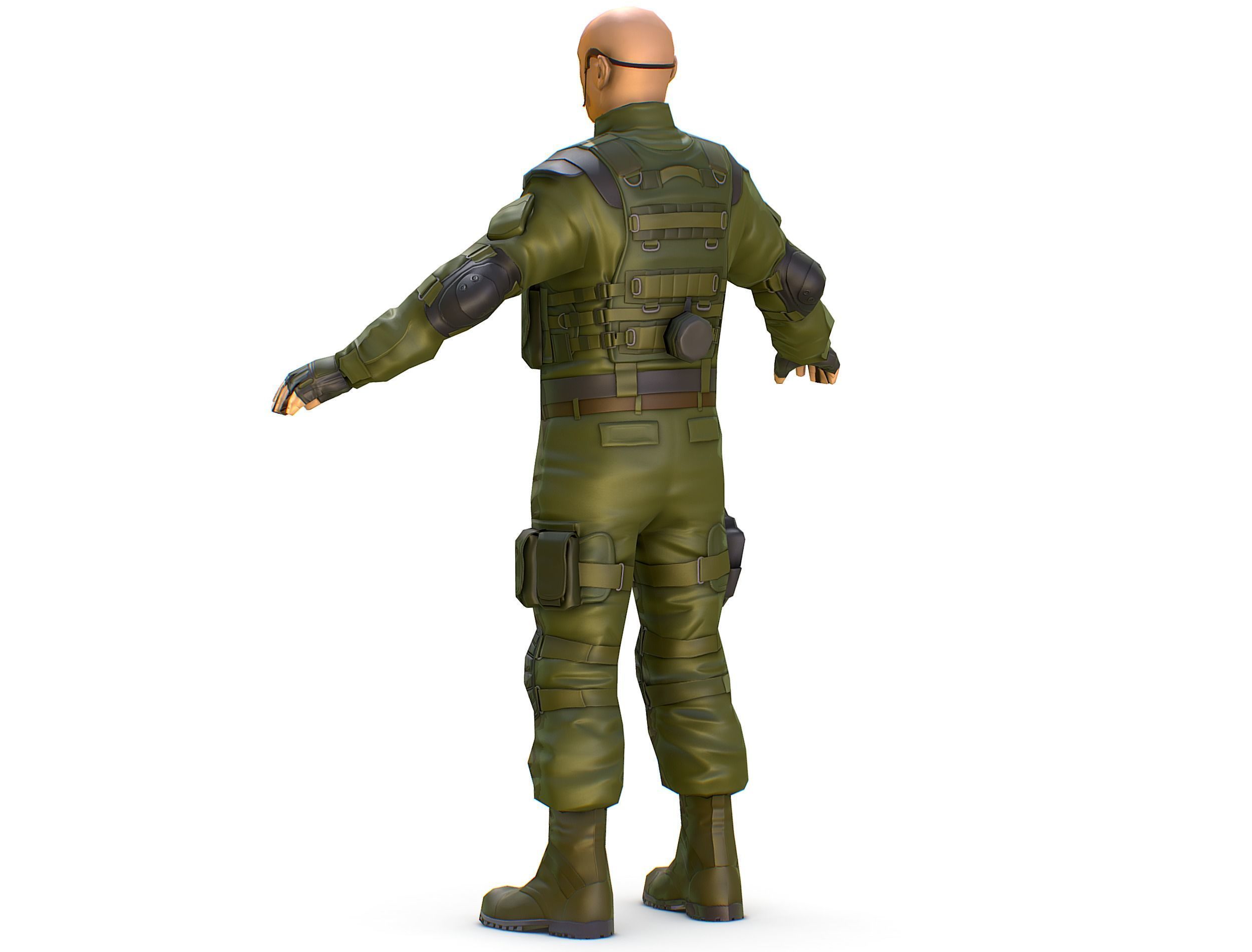 LowPoly 3d Man Military Solder Armor 3D Model Low-poly 3D model_7
