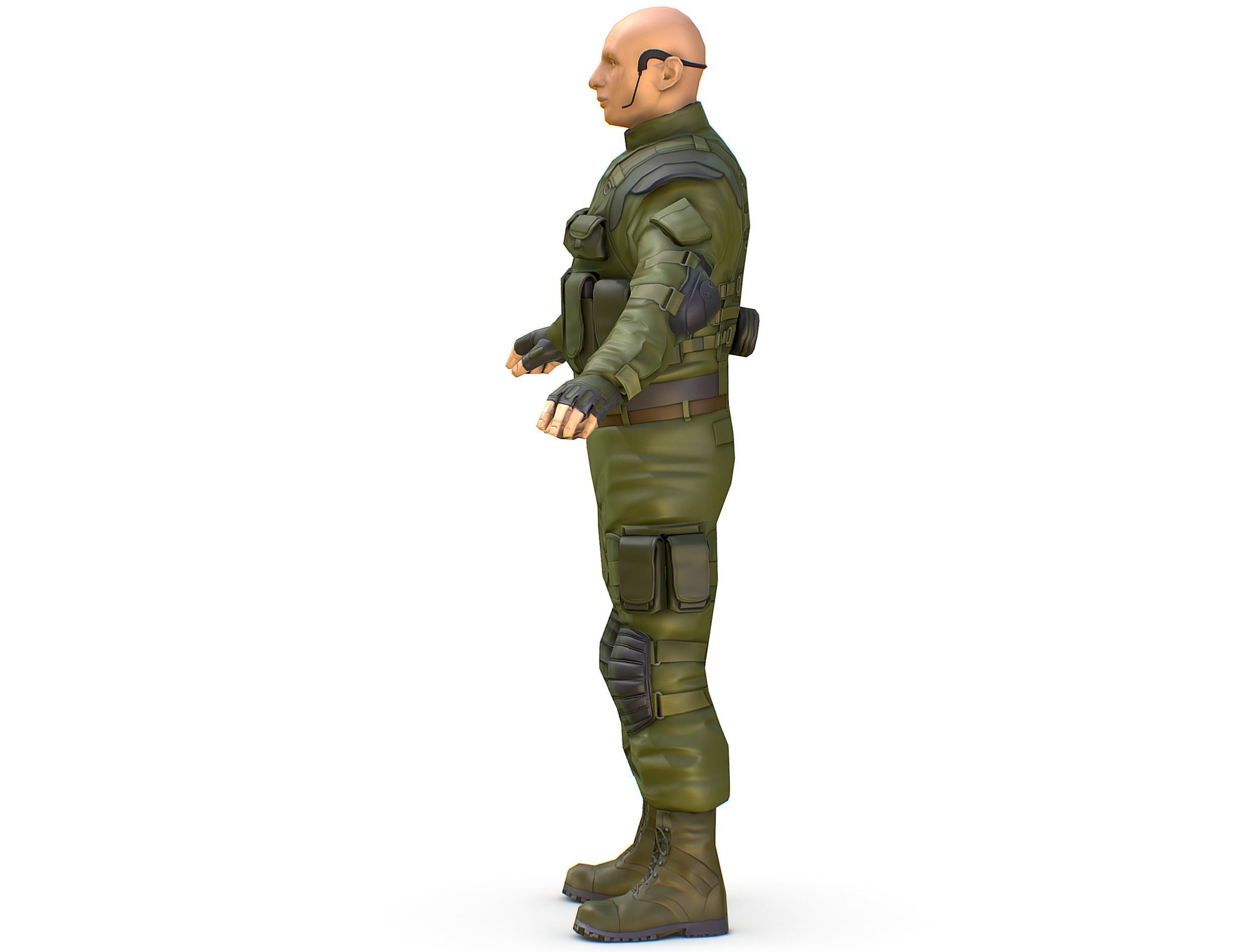 LowPoly 3d Man Military Solder Armor 3D Model Low-poly 3D model_9