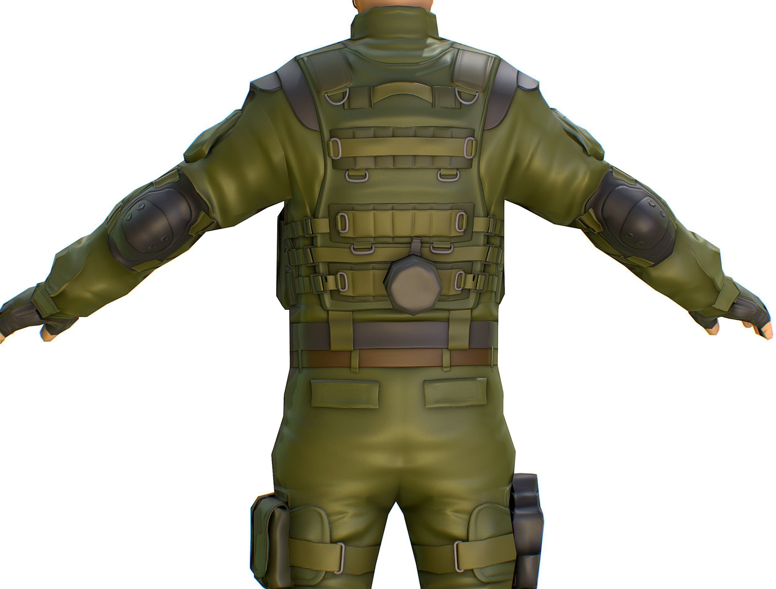 LowPoly 3d Man Military Solder Armor 3D Model Low-poly 3D model_16
