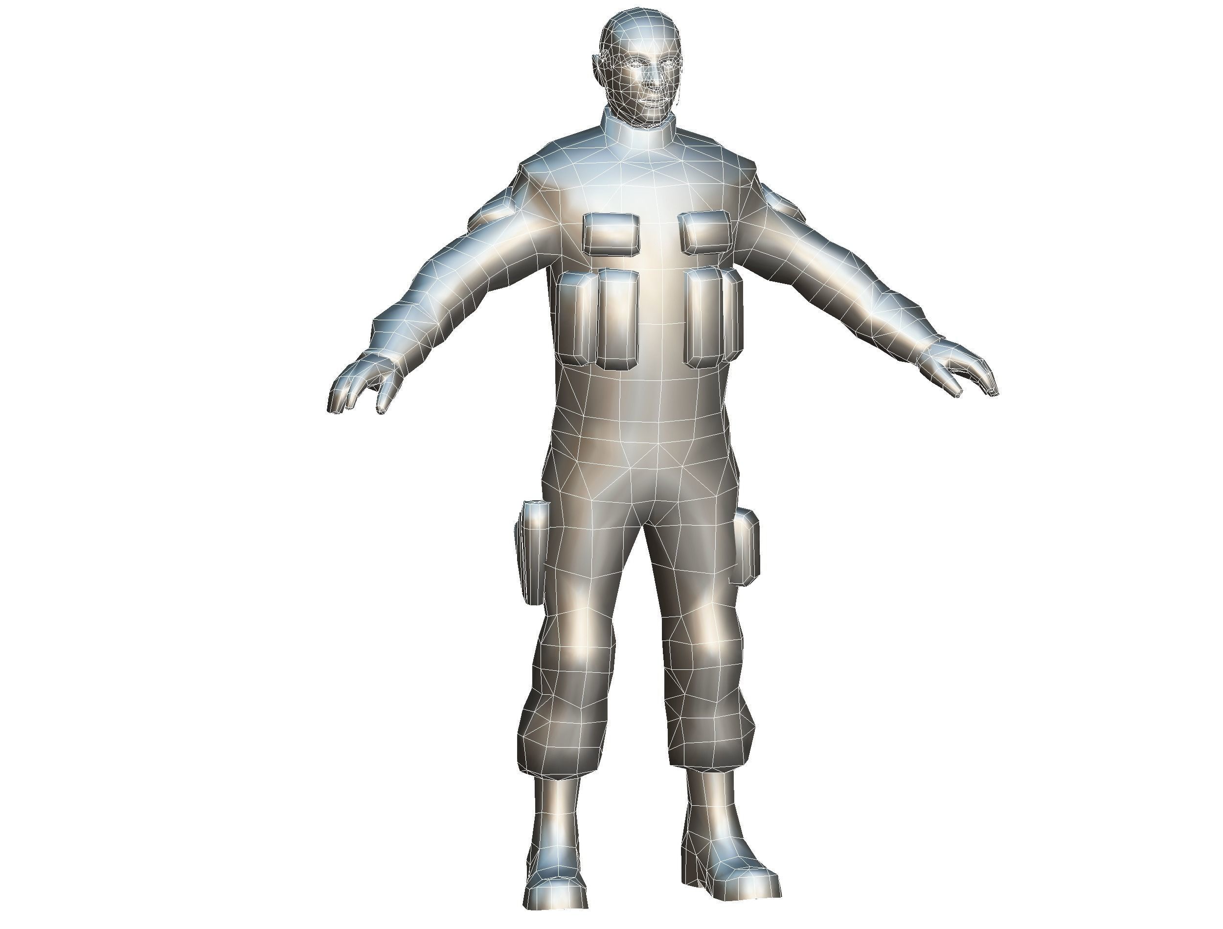 LowPoly 3d Man Military Solder Armor 3D Model Low-poly 3D model_19