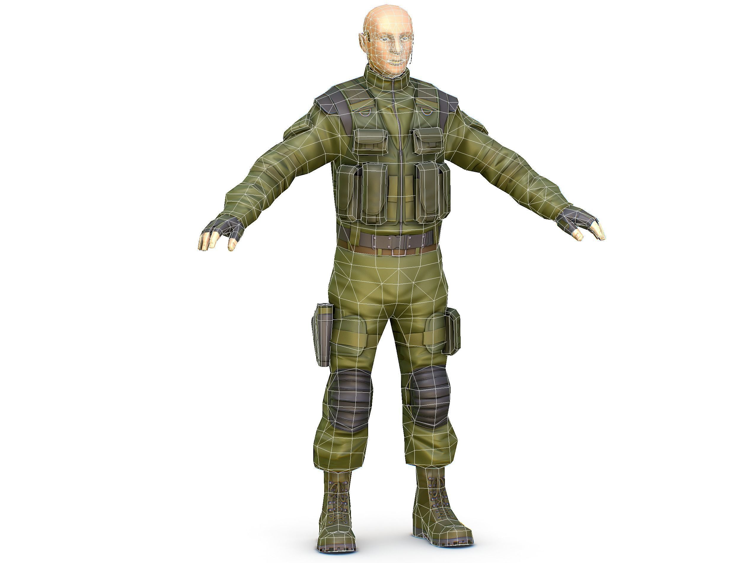 LowPoly 3d Man Military Solder Armor 3D Model Low-poly 3D model_18