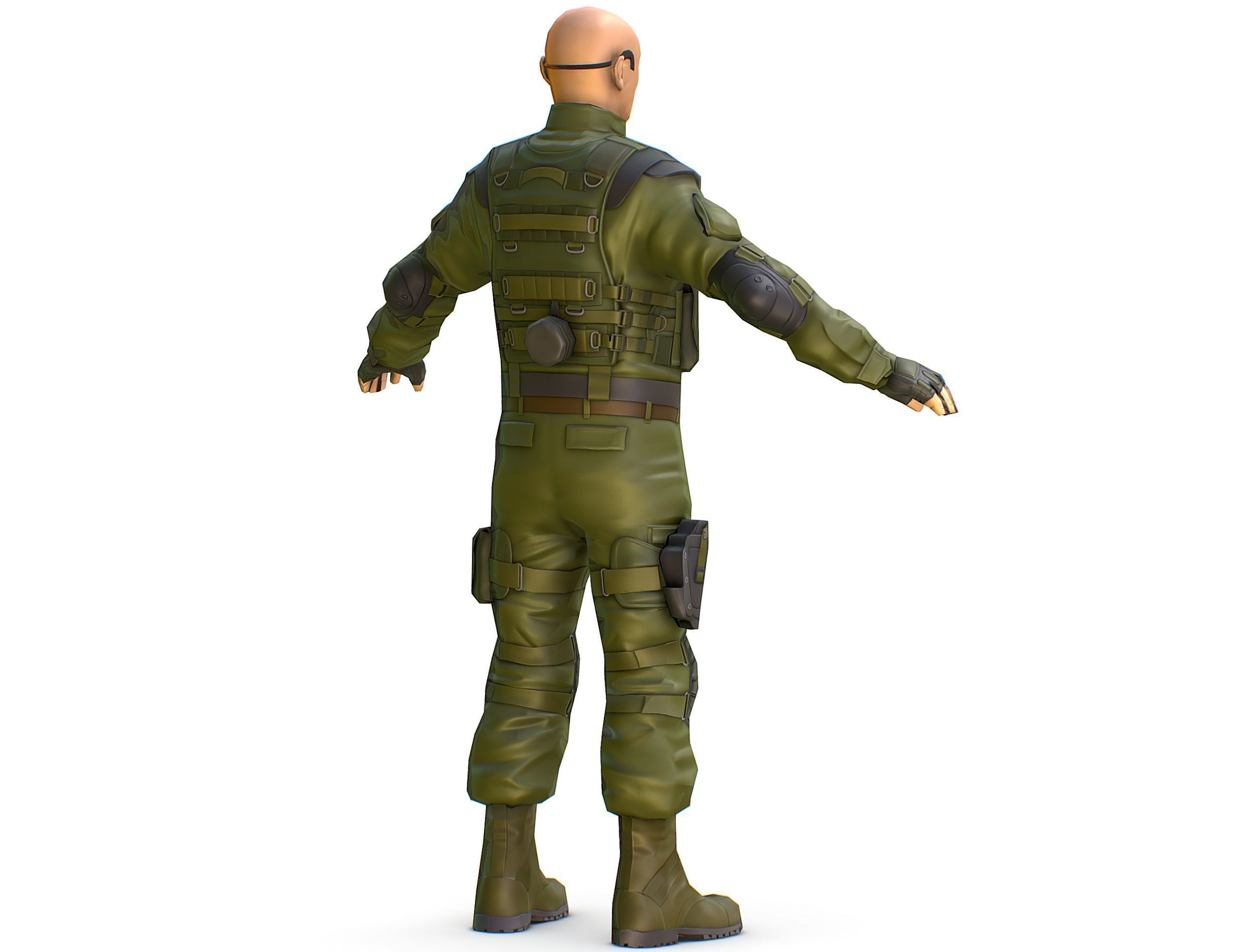 LowPoly 3d Man Military Solder Armor 3D Model Low-poly 3D model_5