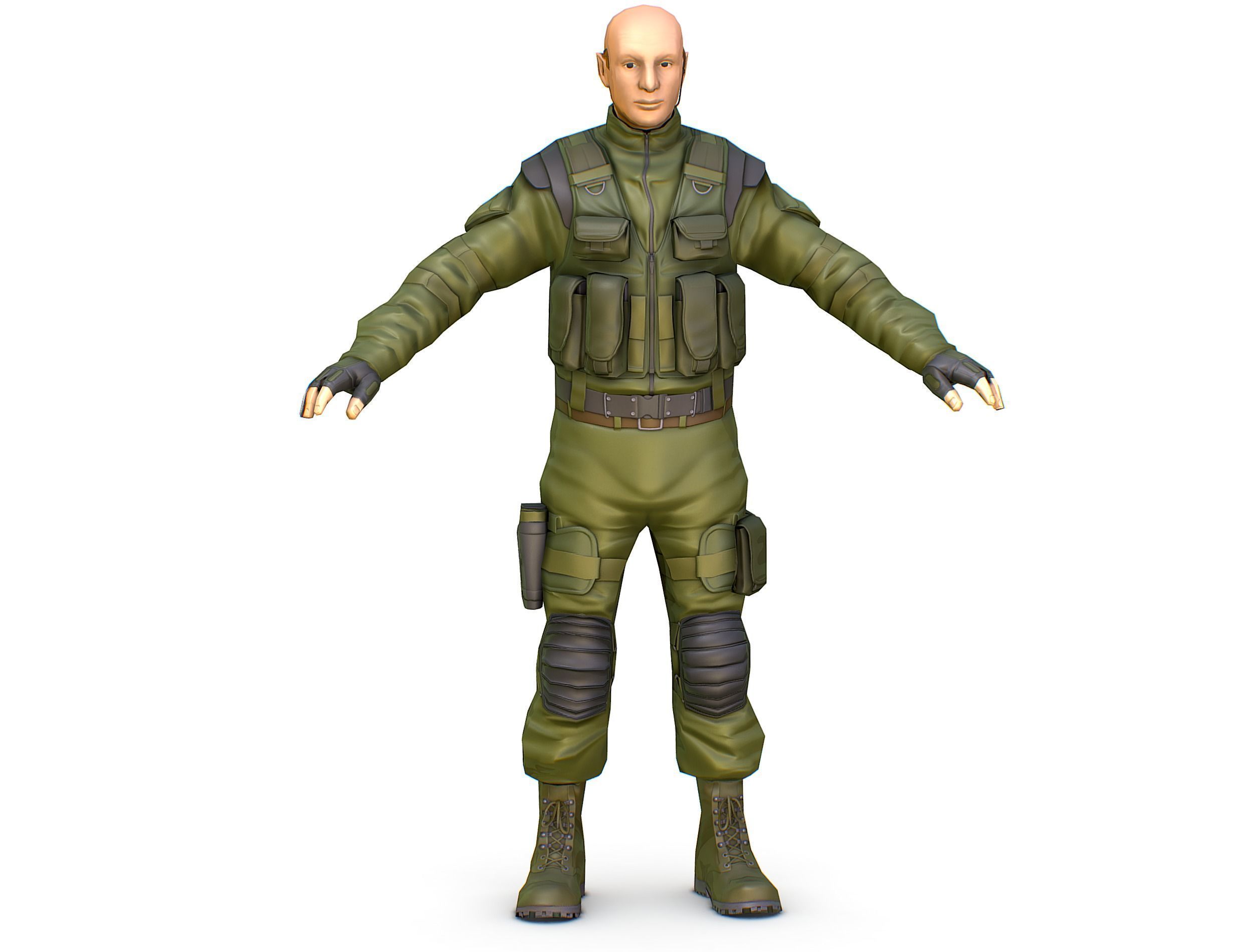 LowPoly 3d Man Military Solder Armor 3D Model Low-poly 3D model_12