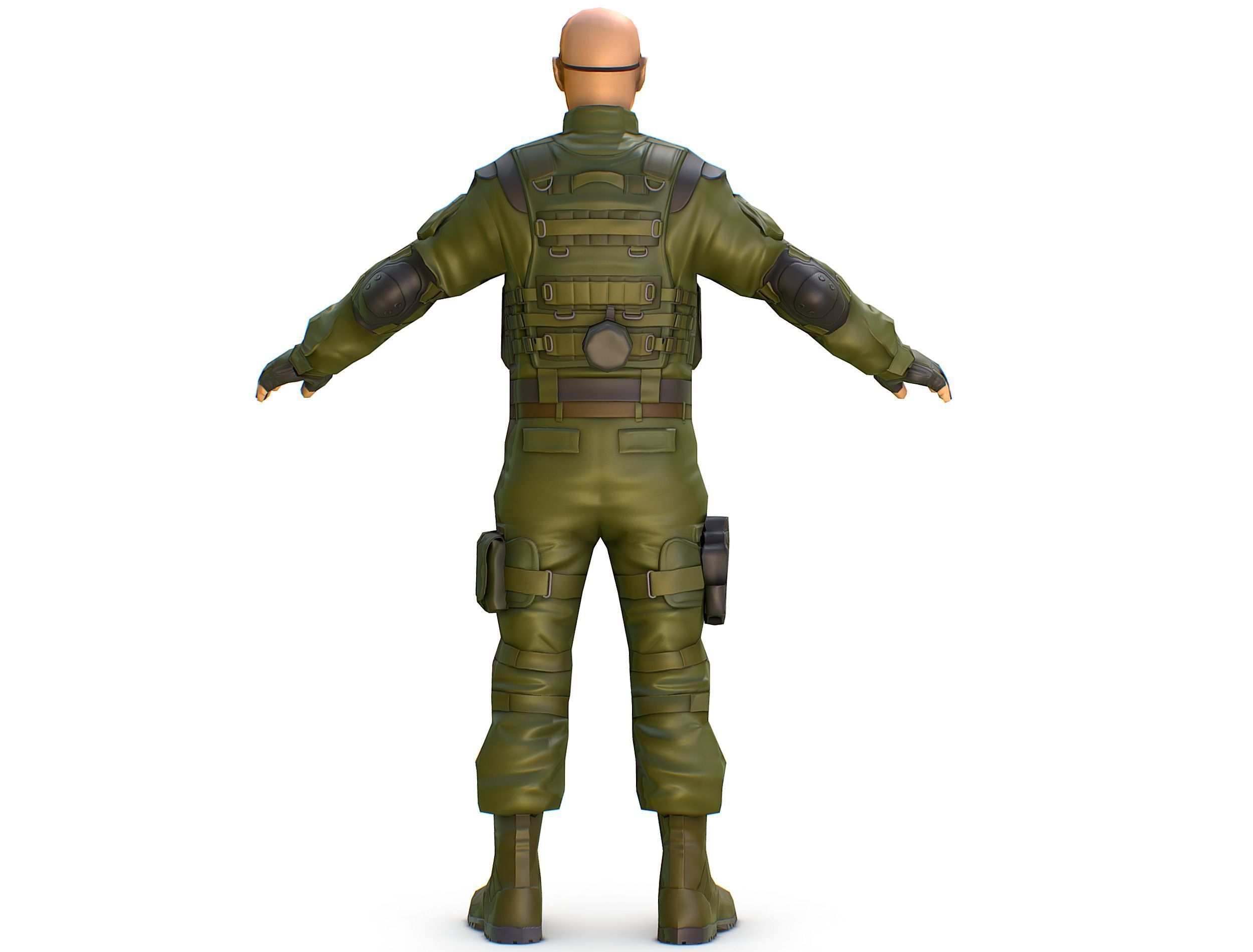 LowPoly 3d Man Military Solder Armor 3D Model Low-poly 3D model_6