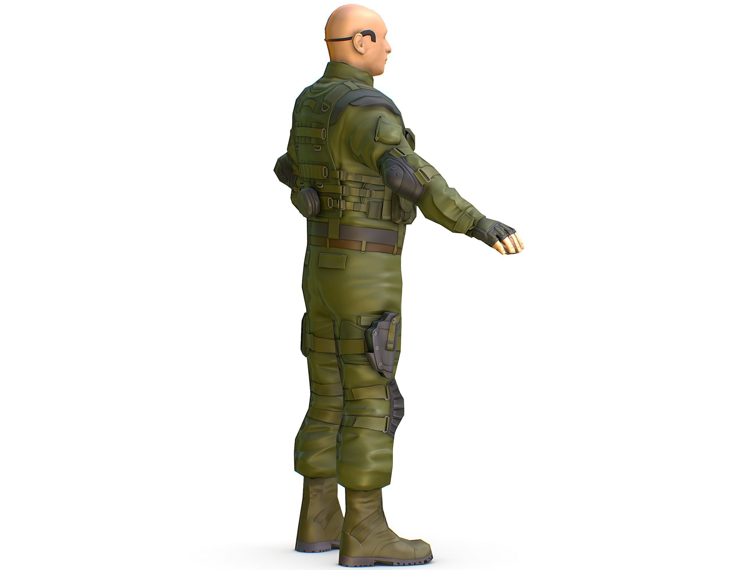 LowPoly 3d Man Military Solder Armor 3D Model Low-poly 3D model_4