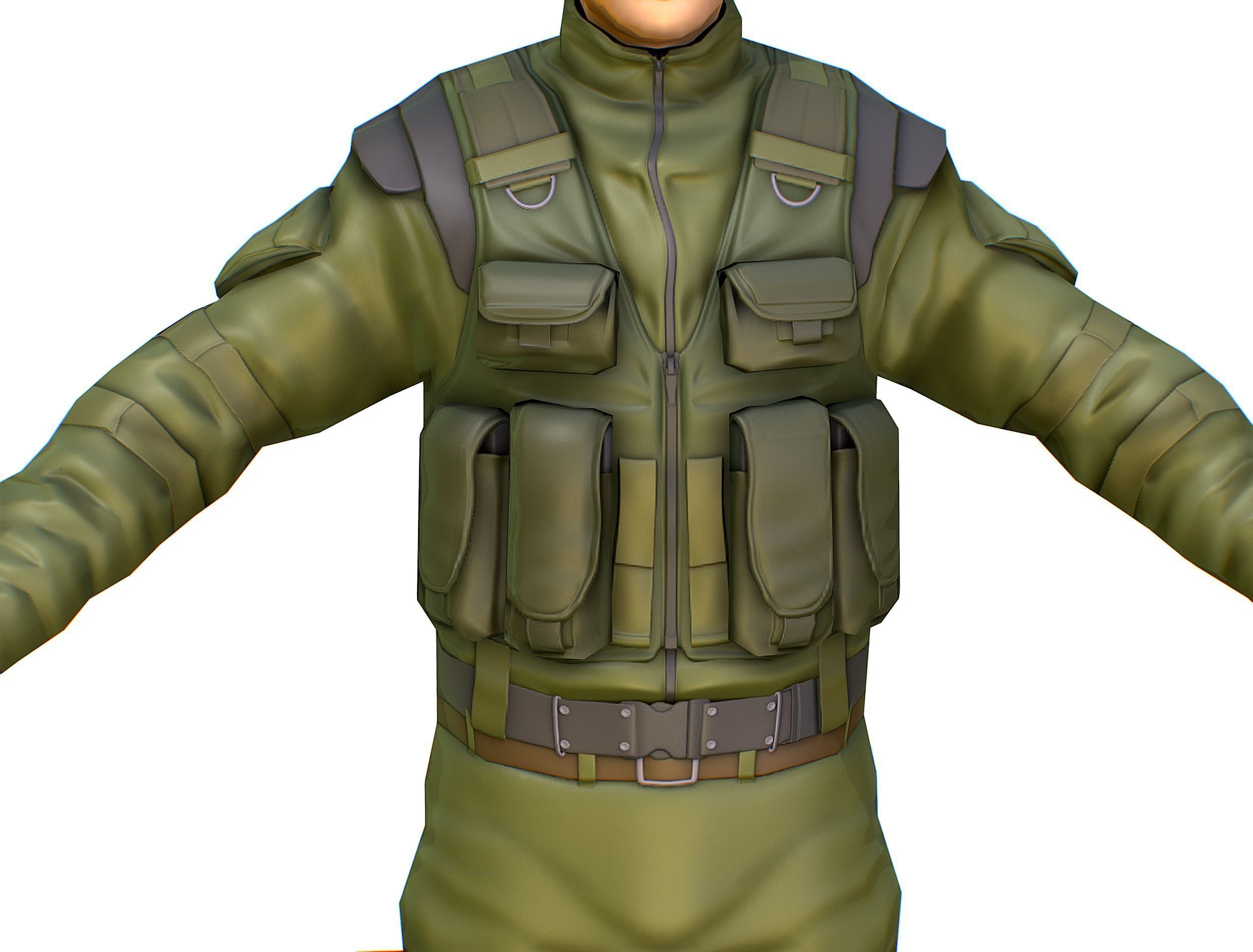 LowPoly 3d Man Military Solder Armor 3D Model Low-poly 3D model_13