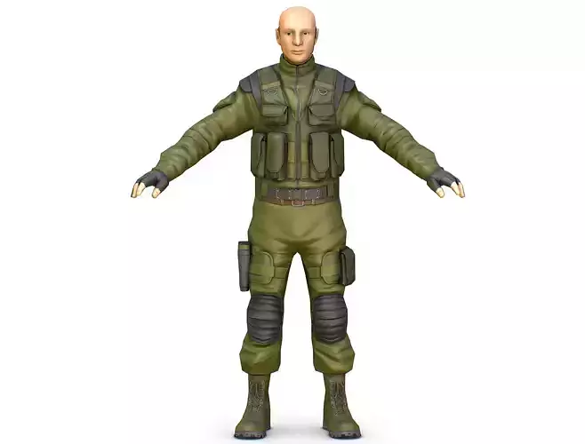 LowPoly 3d Man Military Solder Armor 3D Model Low-poly 3D model