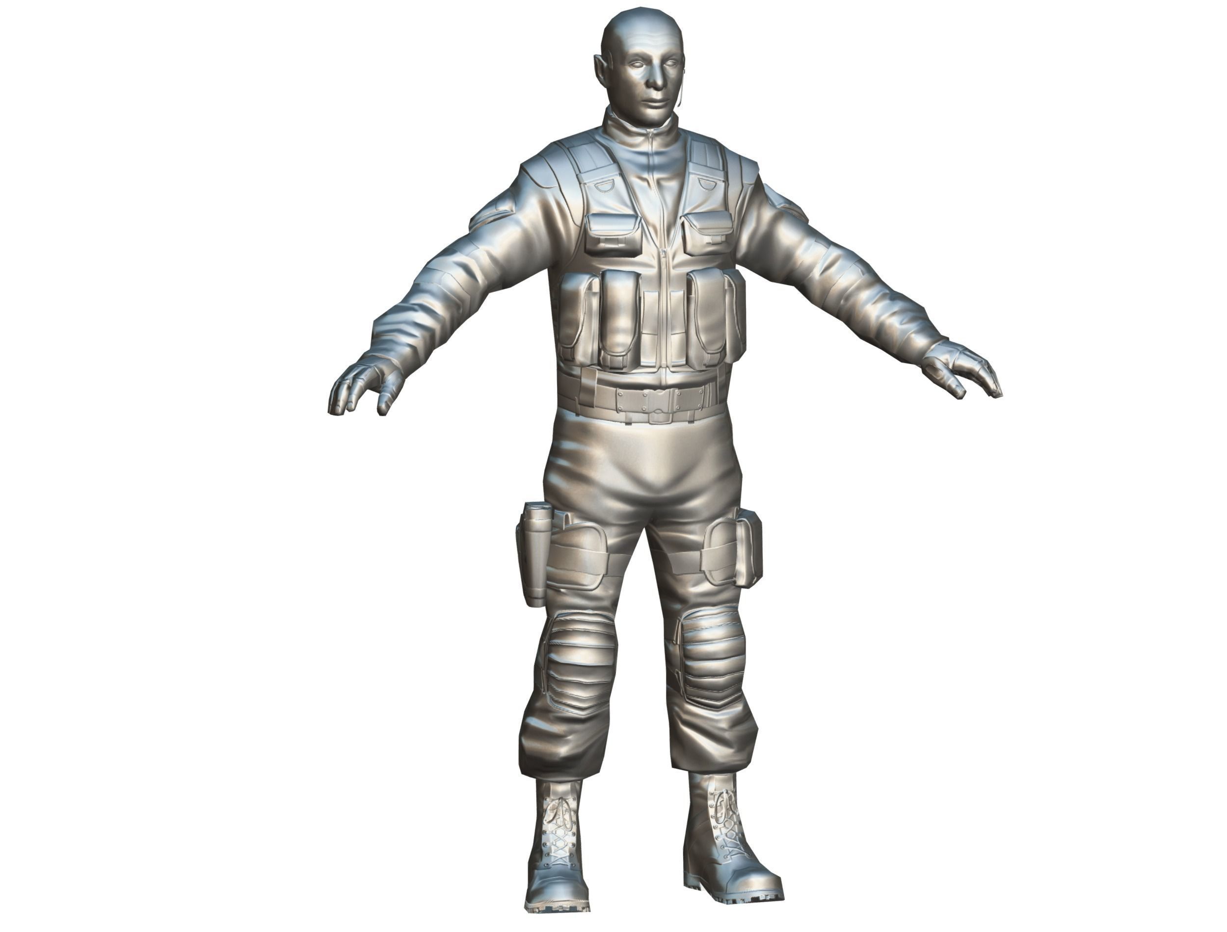 LowPoly 3d Man Military Solder Armor 3D Model Low-poly 3D model_20