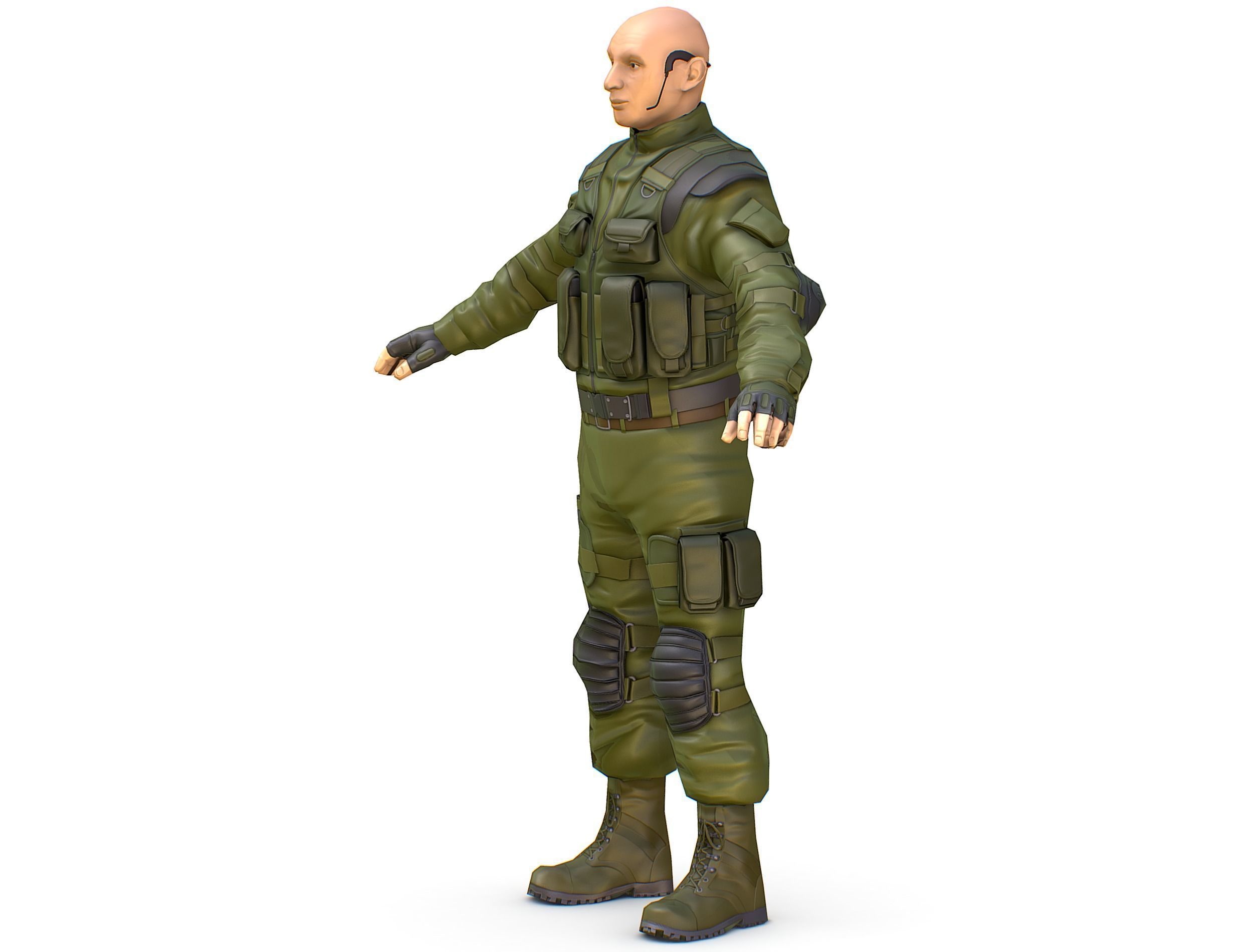 LowPoly 3d Man Military Solder Armor 3D Model Low-poly 3D model_10