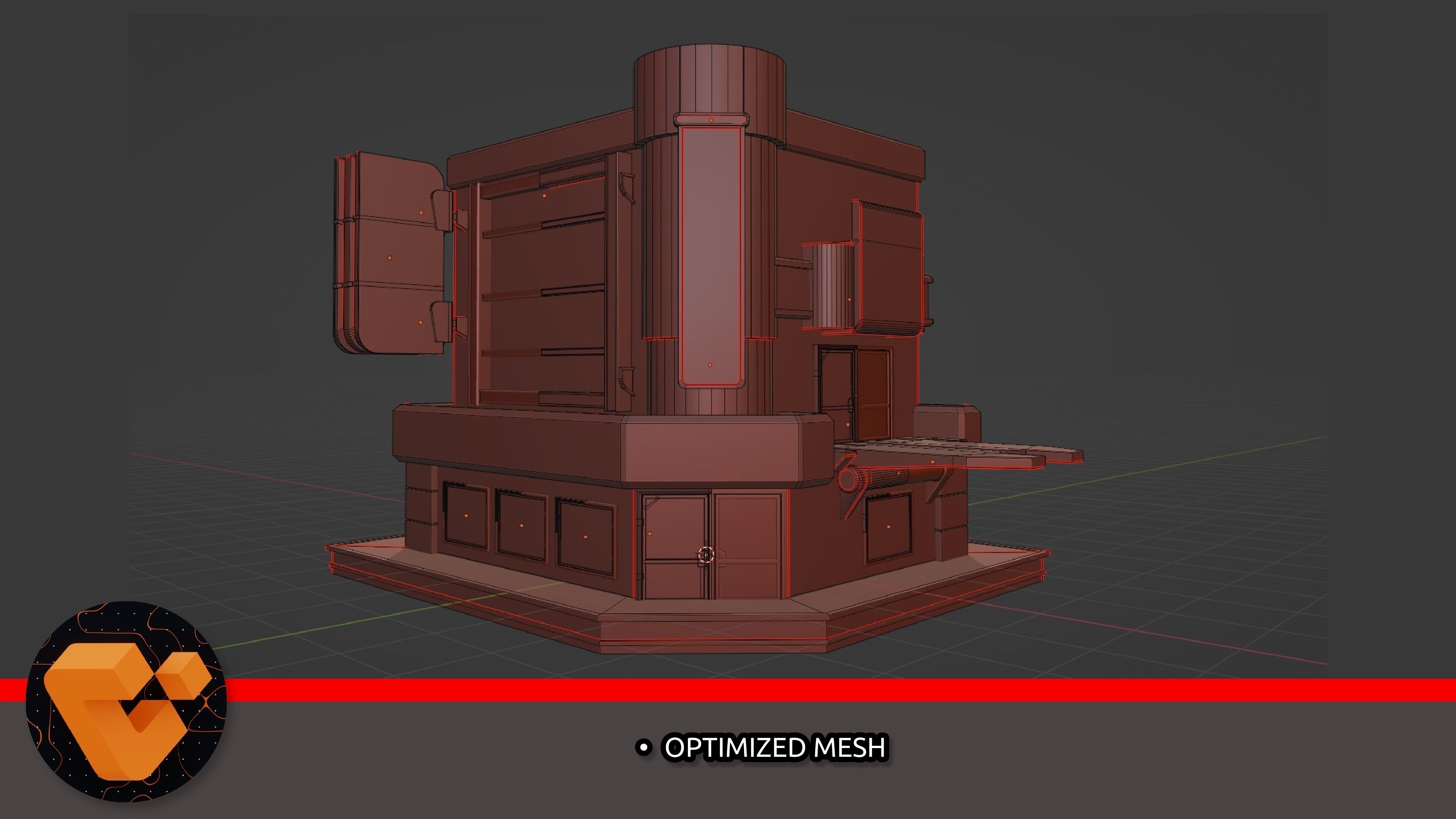 City building of the future Low-poly 3D model_2