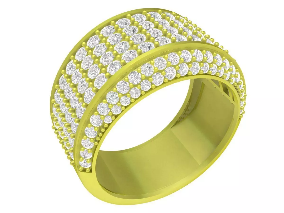 Luxury Wide Band Pave Diamond Ring 4080 3D print model