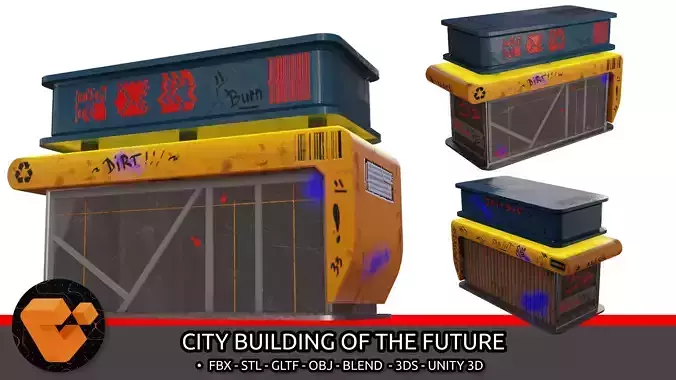 City building of the future Low-poly 3D model City building of the future Low-poly 3D model