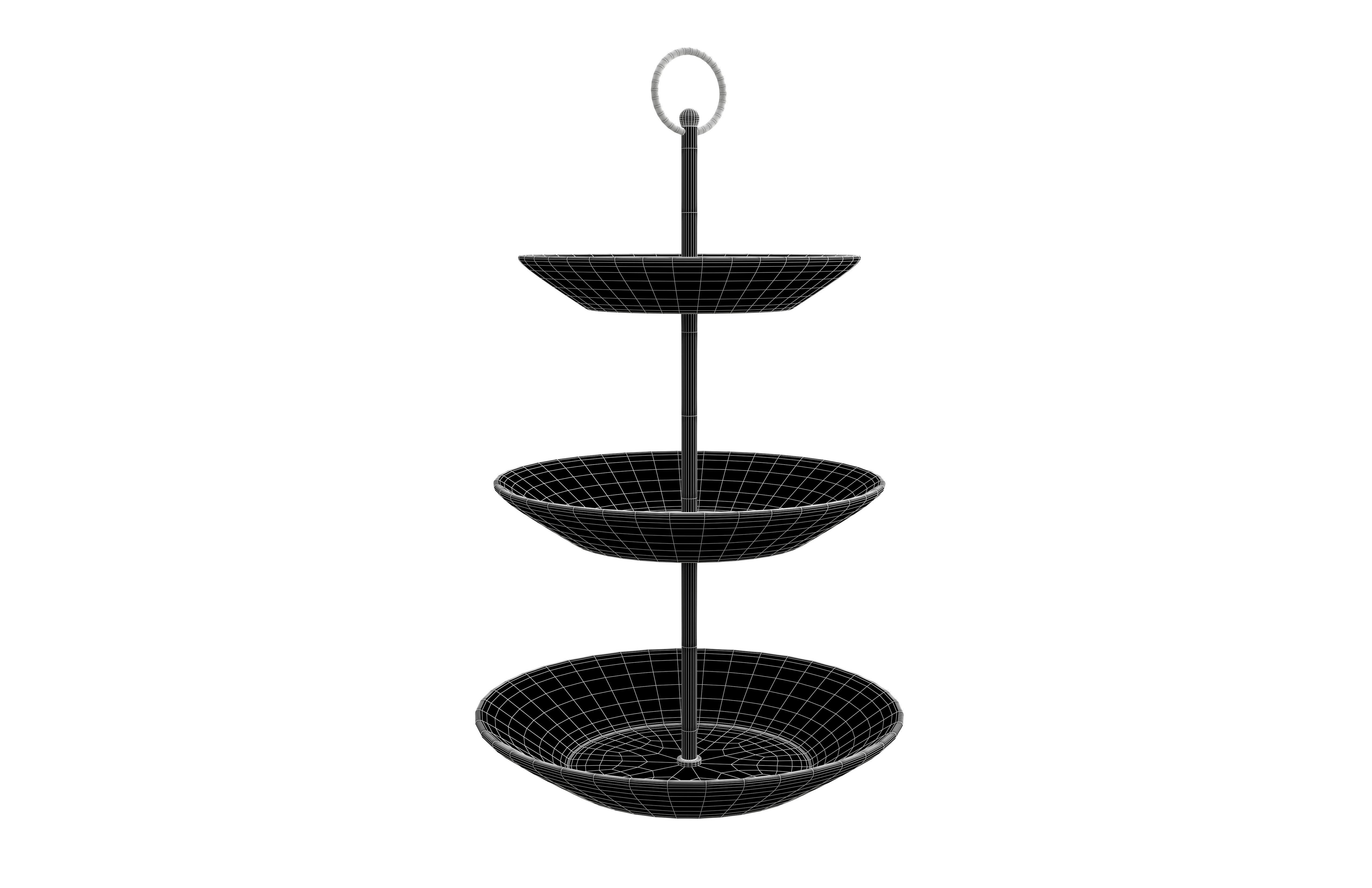 Three Tier Cake Stand v1 003 Low-poly 3D model_7