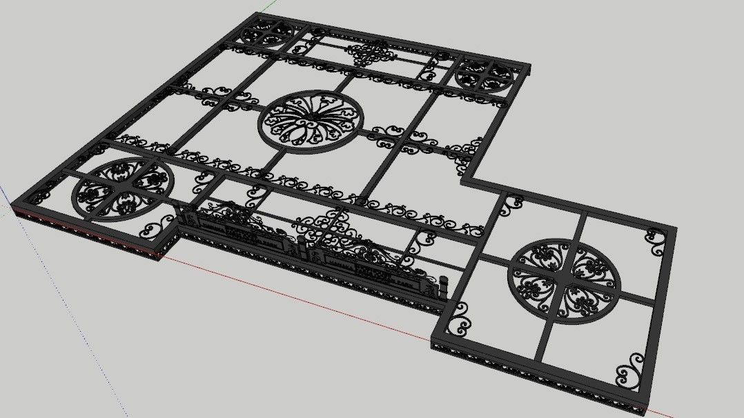 Iron Glass Roof Art Mounted Villa Facade 3D model 3D model 3D model_1