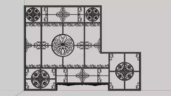 Iron Glass Roof Art Mounted Villa Facade 3D model 3D model 