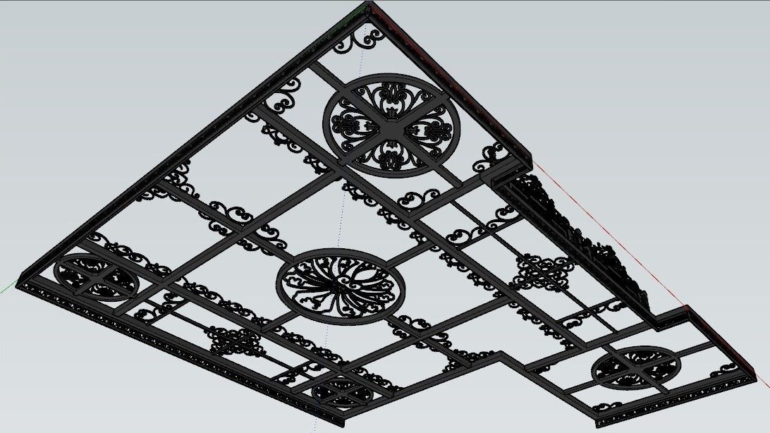 Iron Glass Roof Art Mounted Villa Facade 3D model 3D model 3D model_2