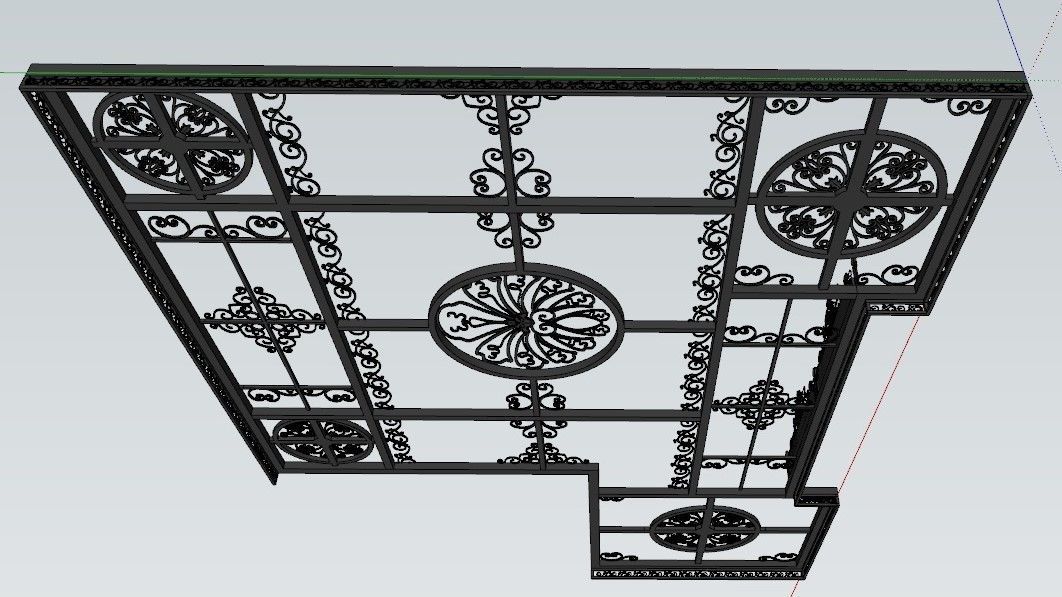 Iron Glass Roof Art Mounted Villa Facade 3D model 3D model 3D model_3