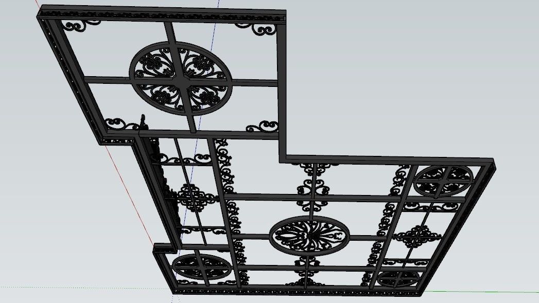Iron Glass Roof Art Mounted Villa Facade 3D model 3D model 3D model_4