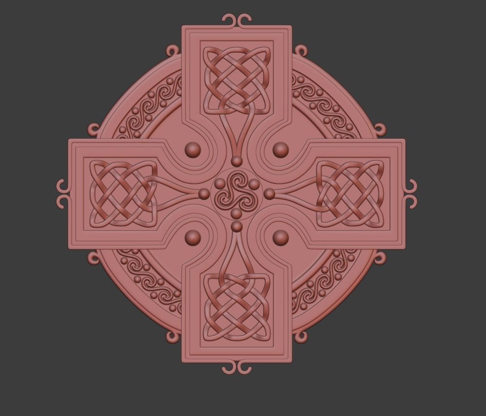 Celtic Cross Medallion 3D print model_2