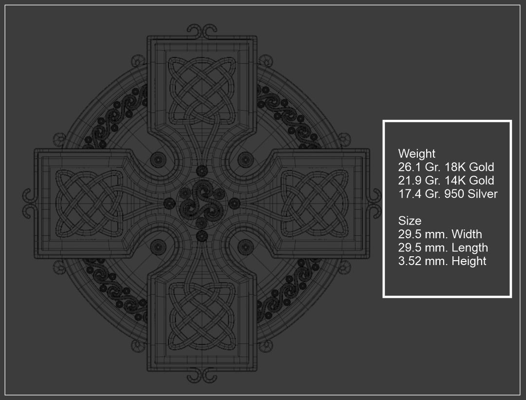 Celtic Cross Medallion 3D print model_6