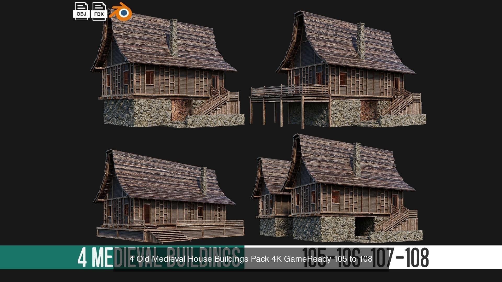 81 - 120 OLD MEDIEVAL BUILDINGS PACK 4K Textures GameReady 3D Model Collection_10