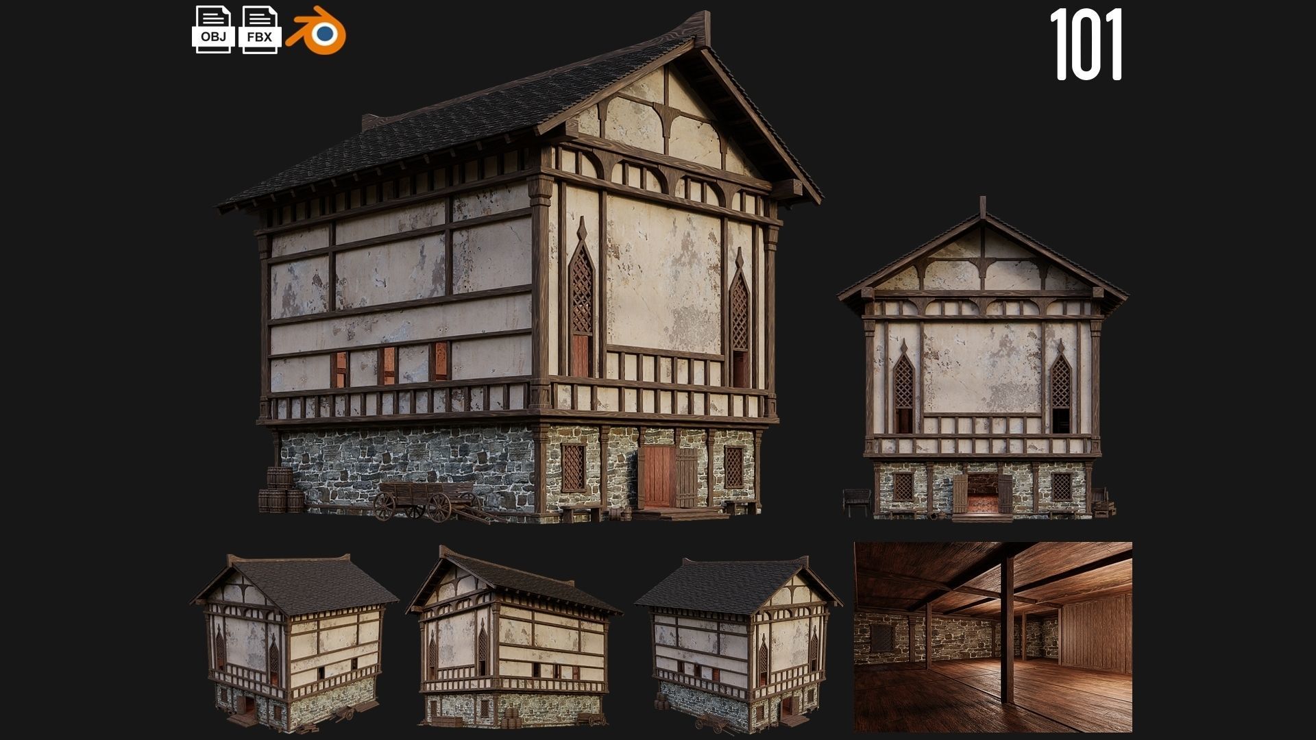 81 - 120 OLD MEDIEVAL BUILDINGS PACK 4K Textures GameReady 3D Model Collection_47