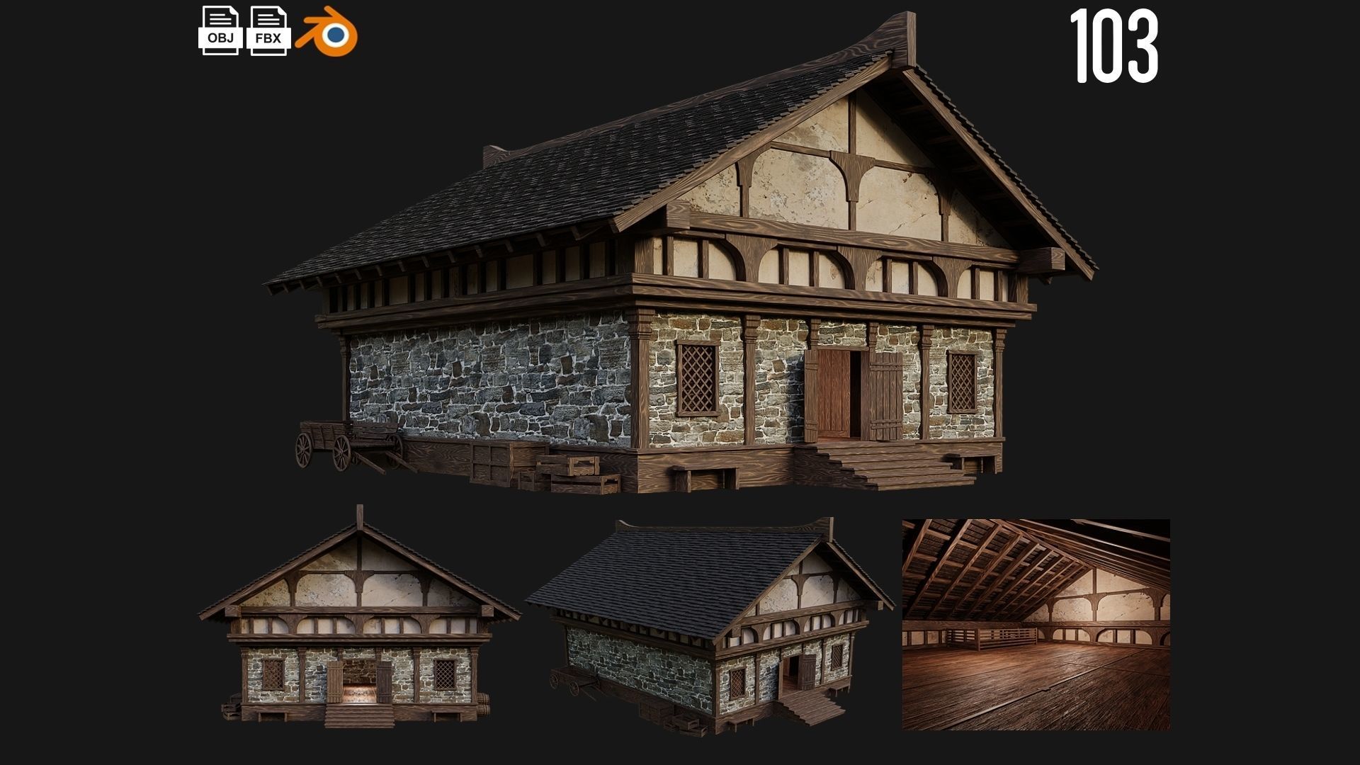81 - 120 OLD MEDIEVAL BUILDINGS PACK 4K Textures GameReady 3D Model Collection_43