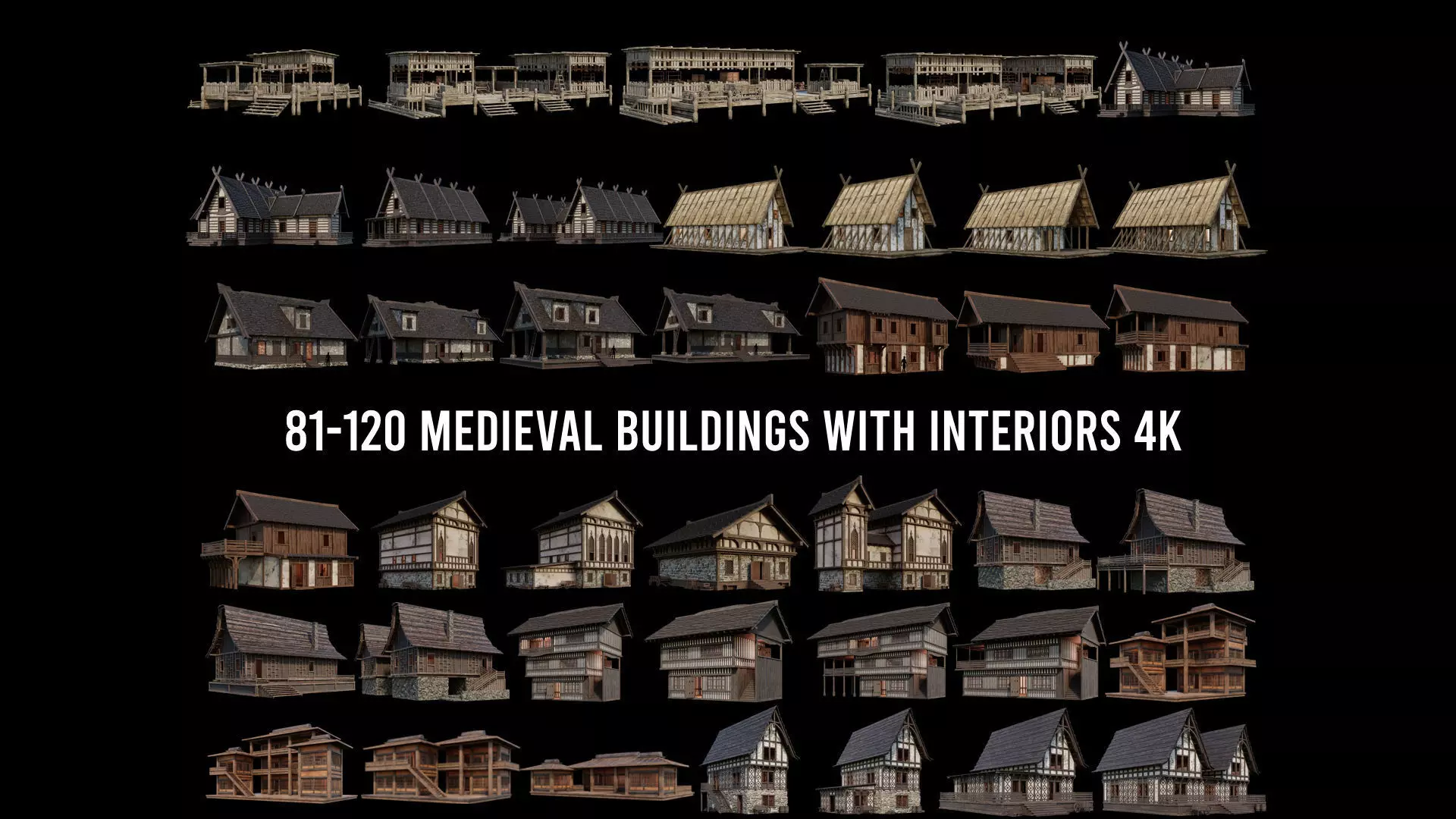 81 - 120 OLD MEDIEVAL BUILDINGS PACK 4K Textures GameReady 3D Model Collection_0