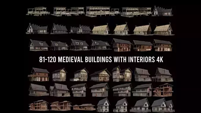 81 - 120 OLD MEDIEVAL BUILDINGS PACK 4K Textures GameReady 3D Model Collection