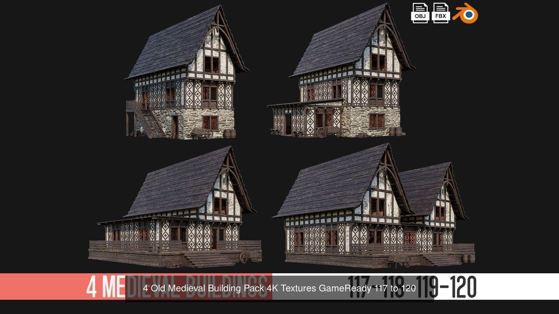 81 - 120 OLD MEDIEVAL BUILDINGS PACK 4K Textures GameReady 3D Model Collection_13