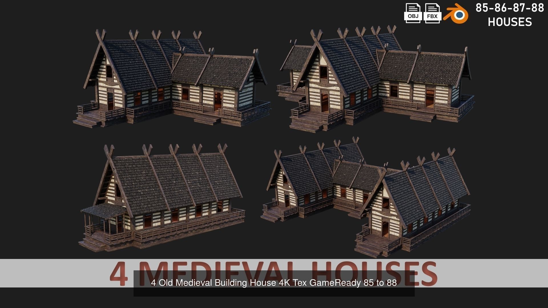 81 - 120 OLD MEDIEVAL BUILDINGS PACK 4K Textures GameReady 3D Model Collection_5