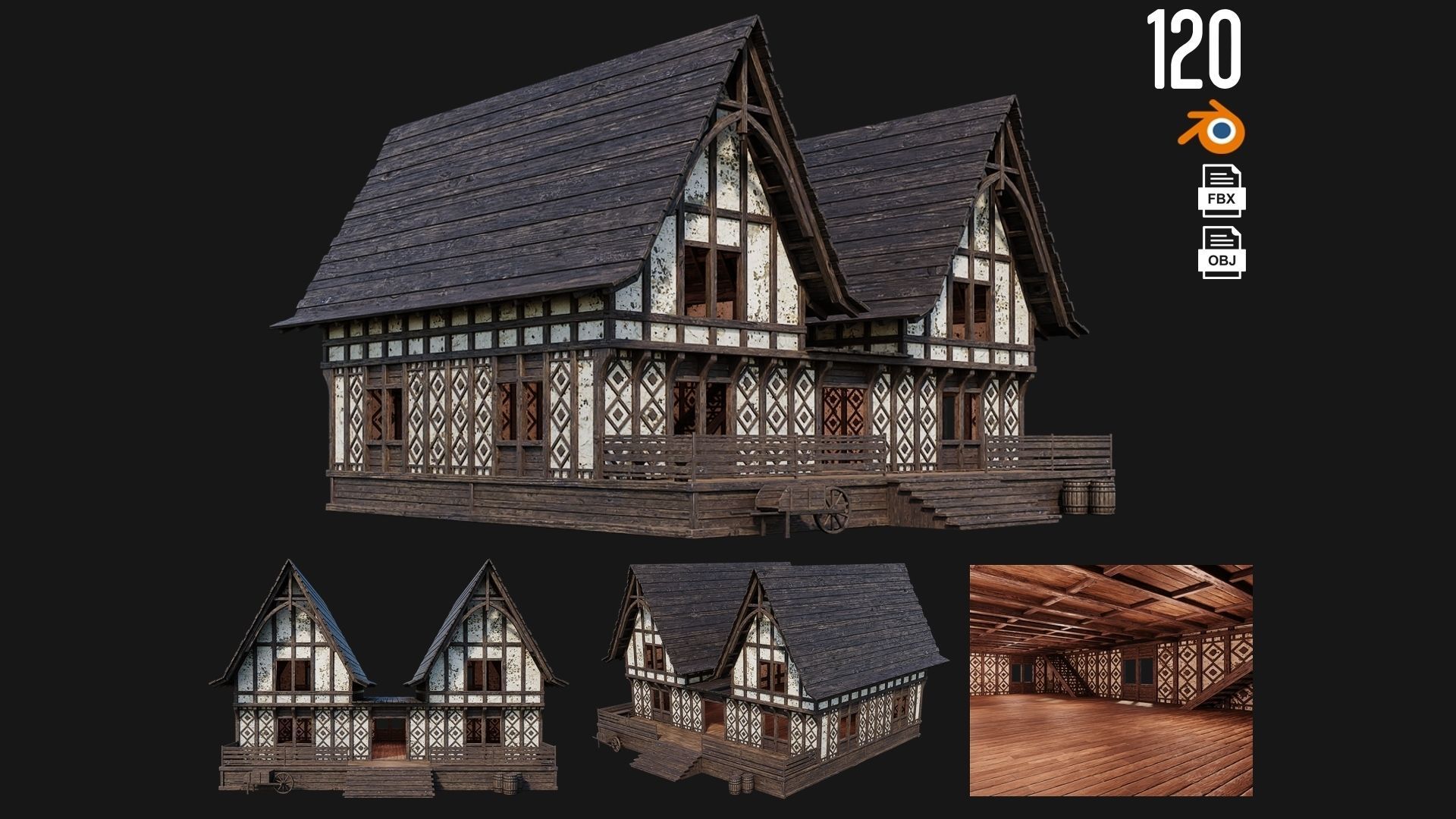 81 - 120 OLD MEDIEVAL BUILDINGS PACK 4K Textures GameReady 3D Model Collection_50