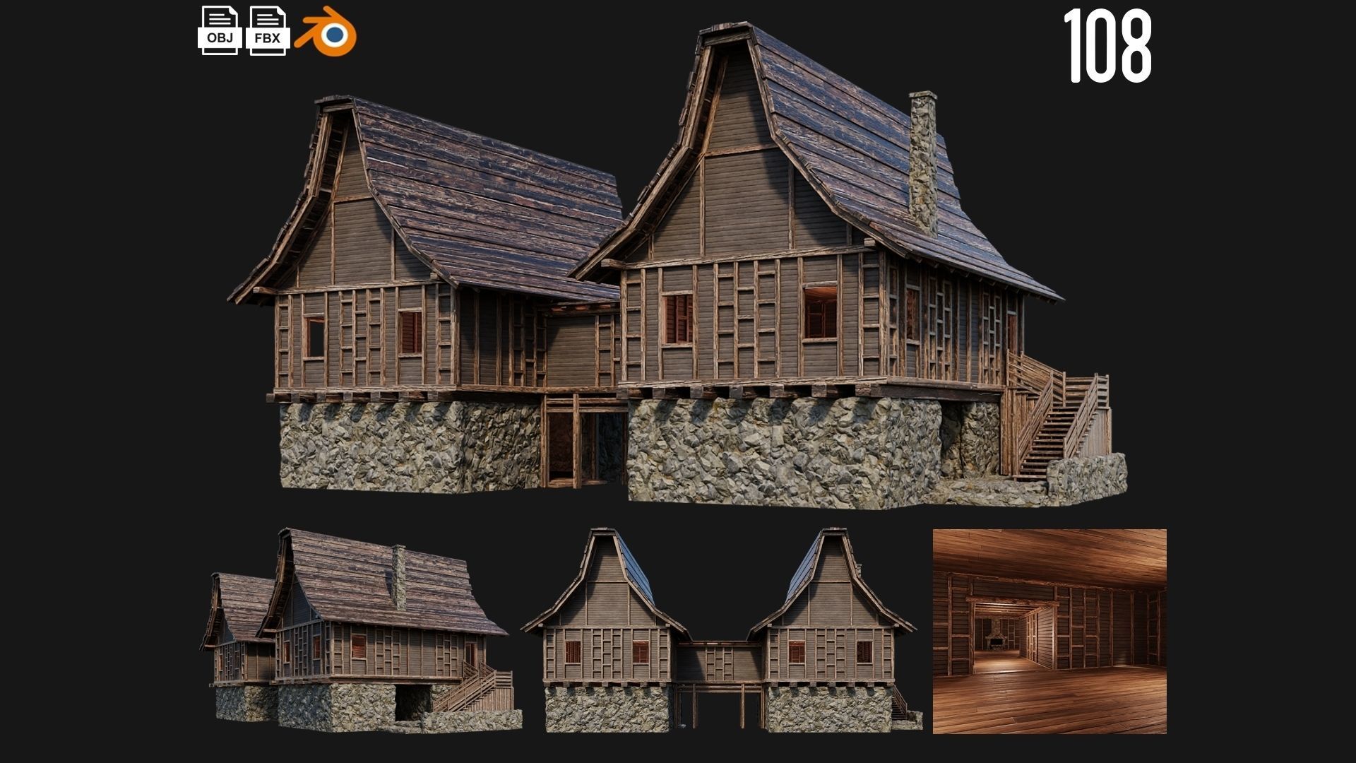81 - 120 OLD MEDIEVAL BUILDINGS PACK 4K Textures GameReady 3D Model Collection_46