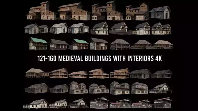 121-160 OLD MEDIEVAL BUILDINGS PACK 4K Textures GameReady 3D Model Collection