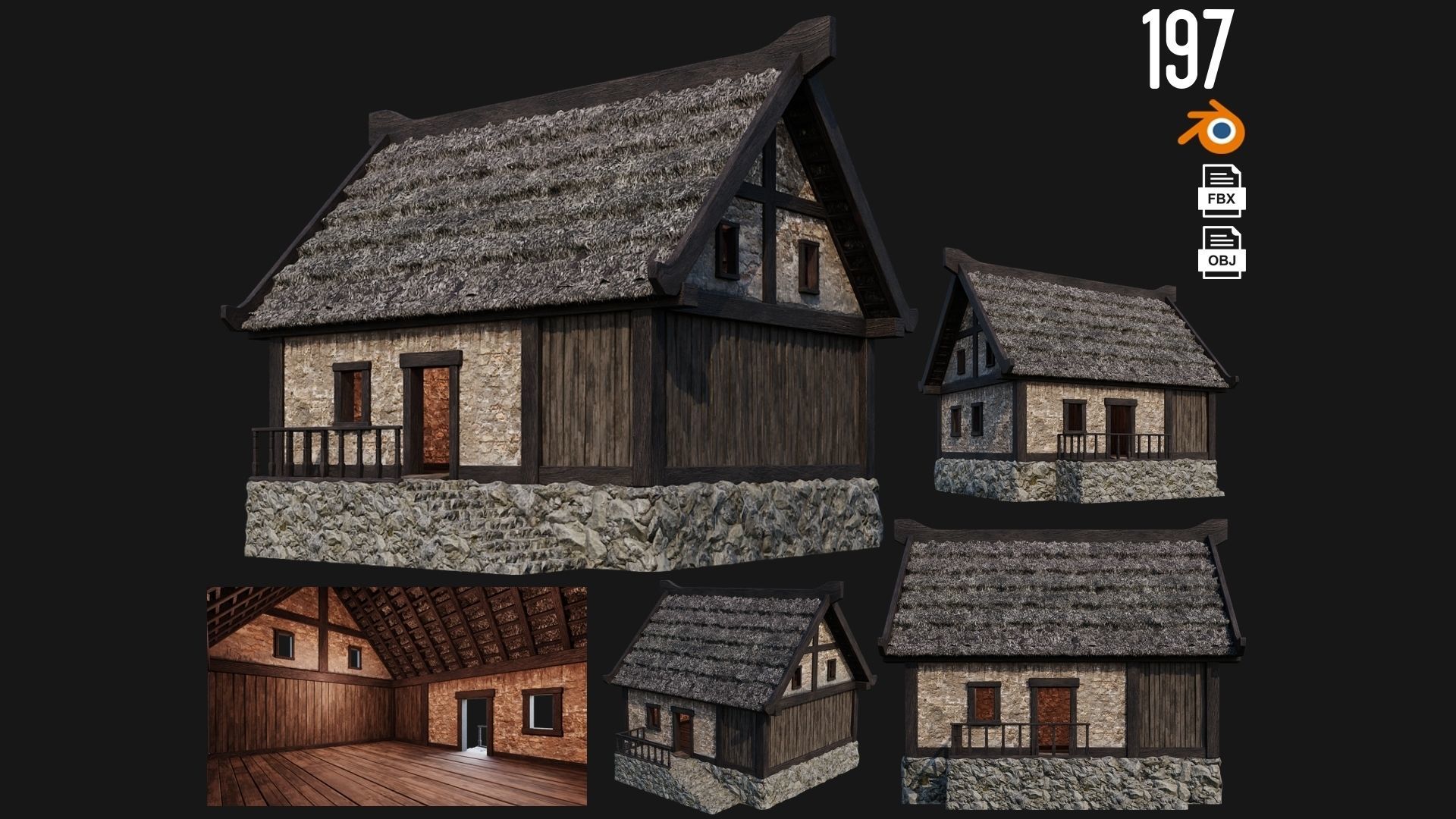 161-200 OLD MEDIEVAL BUILDINGS PACK 4K Textures GameReady 3D Model Collection_30