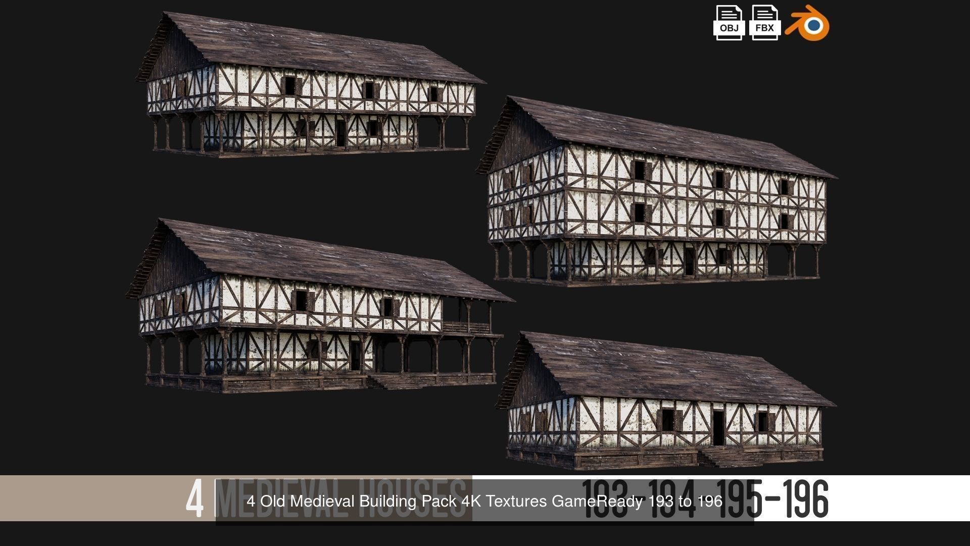 161-200 OLD MEDIEVAL BUILDINGS PACK 4K Textures GameReady 3D Model Collection_12