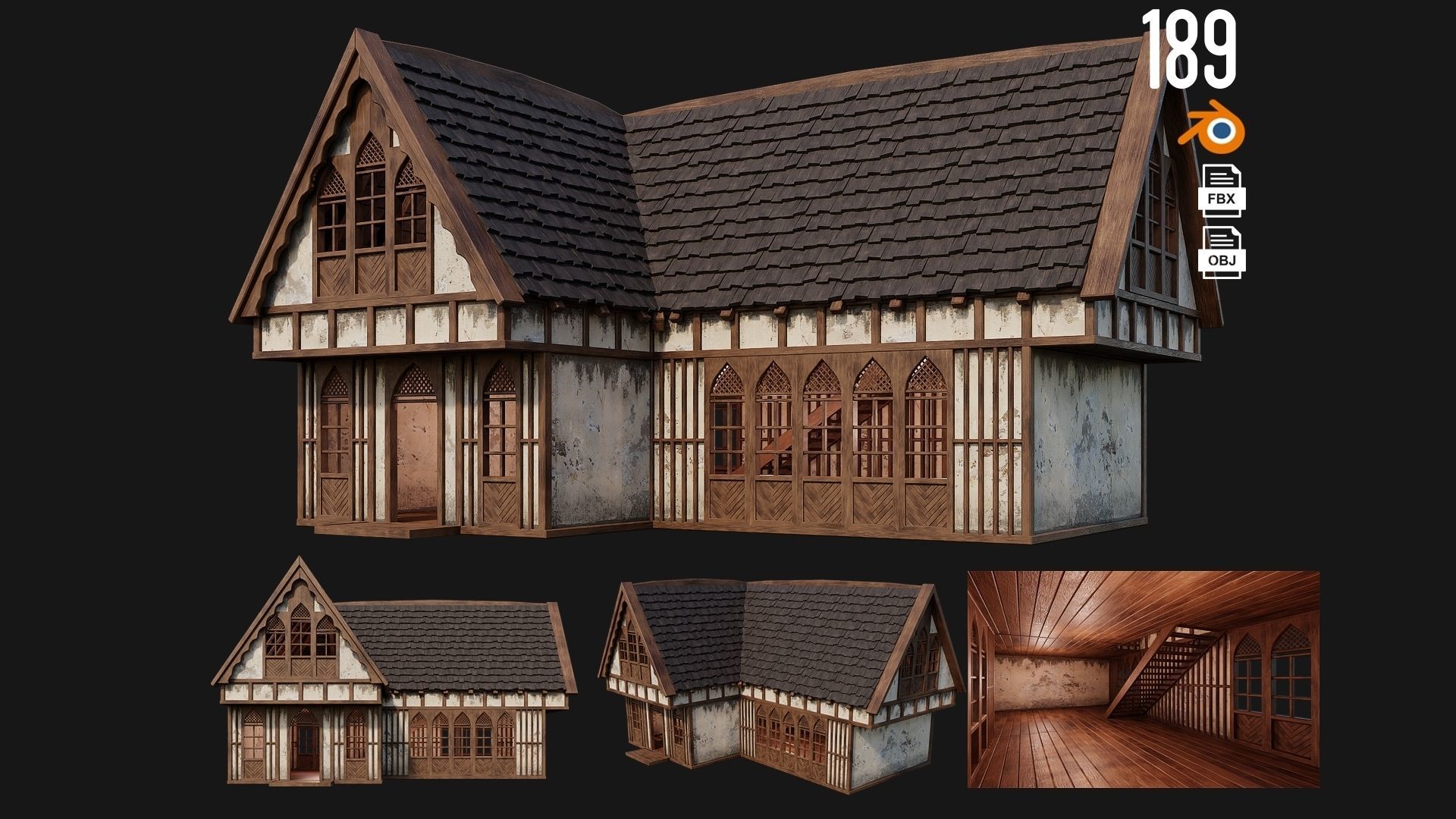 161-200 OLD MEDIEVAL BUILDINGS PACK 4K Textures GameReady 3D Model Collection_22