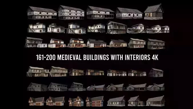 161-200 OLD MEDIEVAL BUILDINGS PACK 4K Textures GameReady 3D Model Collection