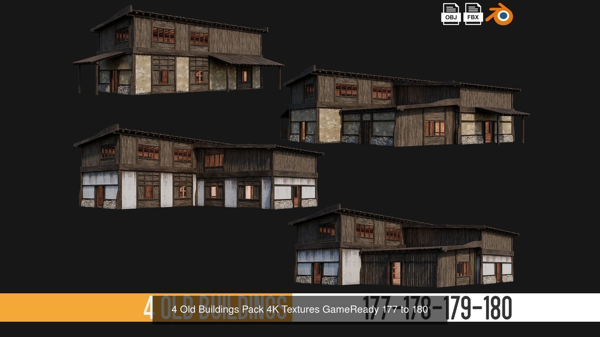 161-200 OLD MEDIEVAL BUILDINGS PACK 4K Textures GameReady 3D Model Collection_8