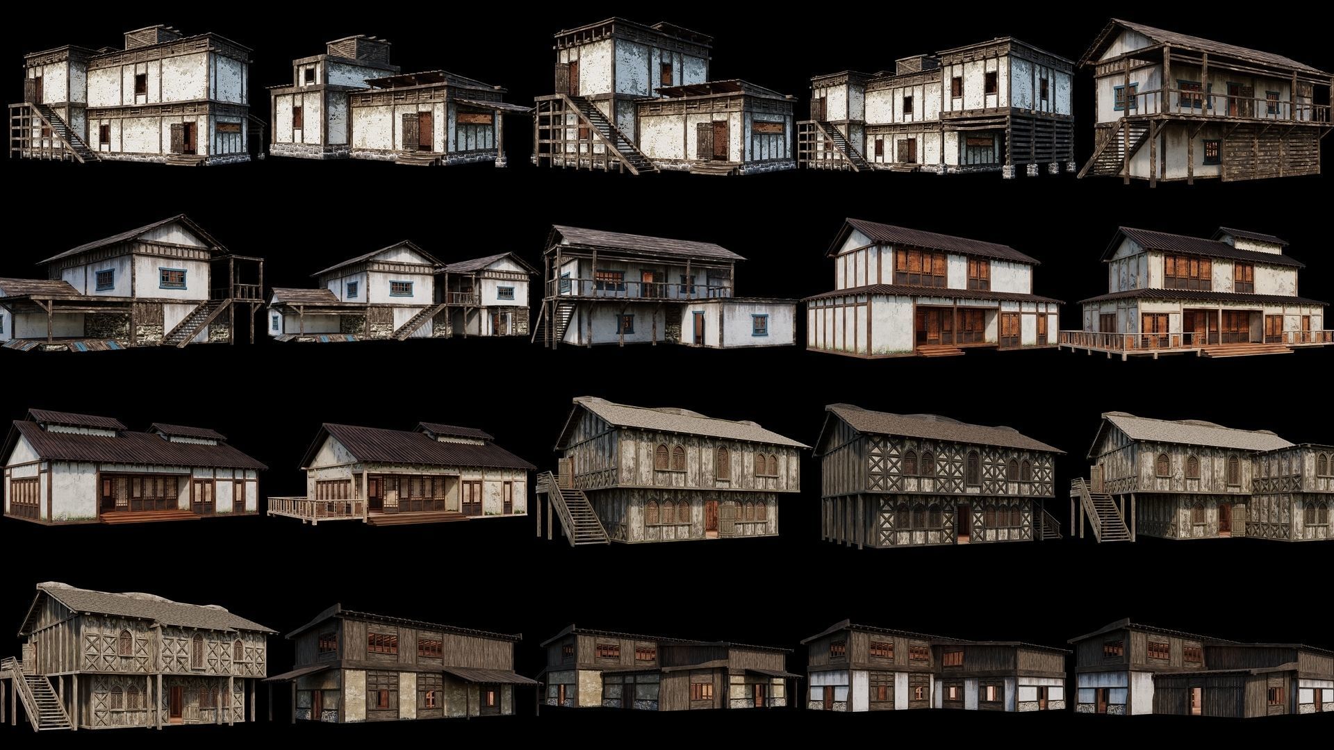 161-200 OLD MEDIEVAL BUILDINGS PACK 4K Textures GameReady 3D Model Collection_2