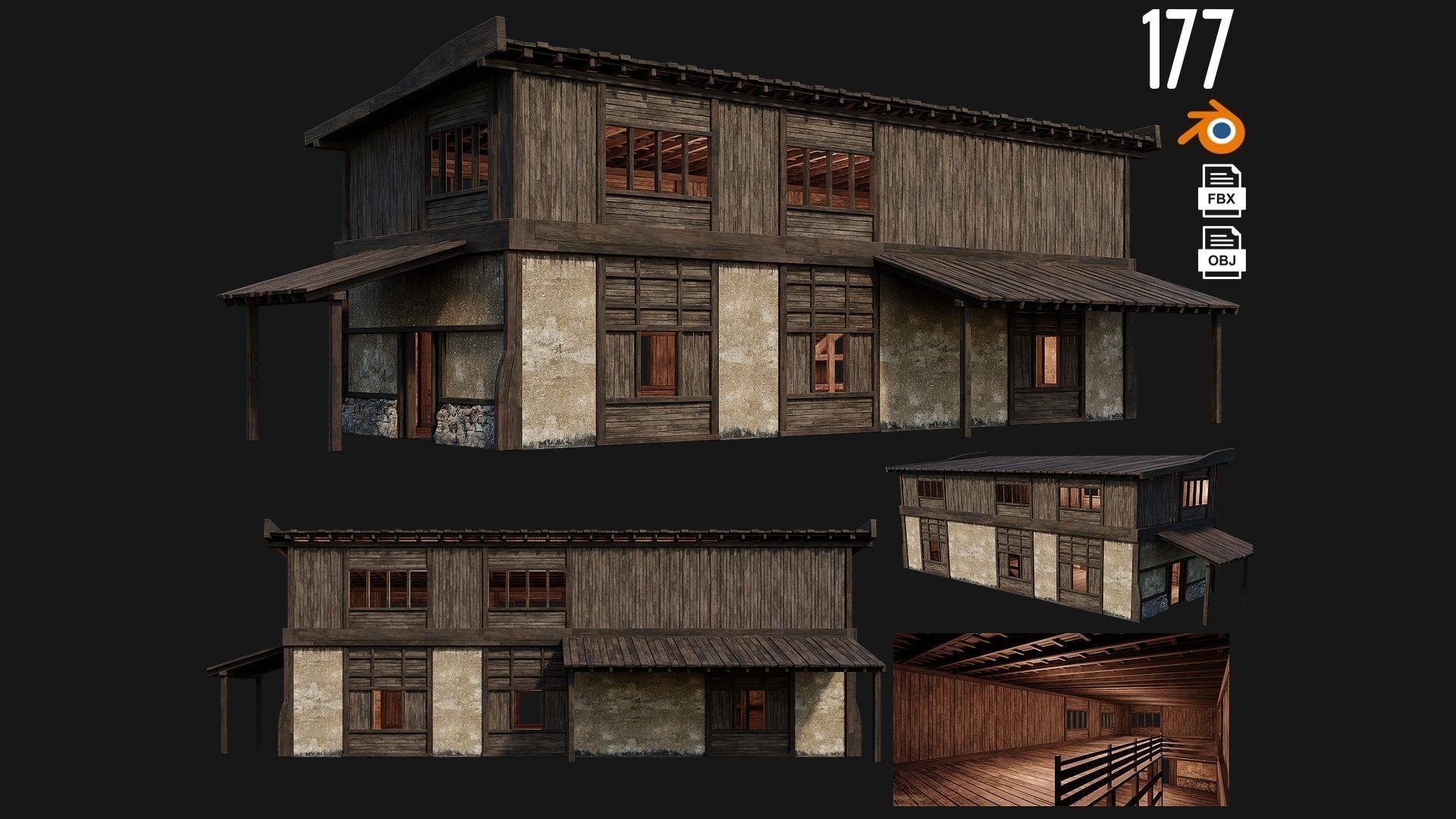 161-200 OLD MEDIEVAL BUILDINGS PACK 4K Textures GameReady 3D Model Collection_24