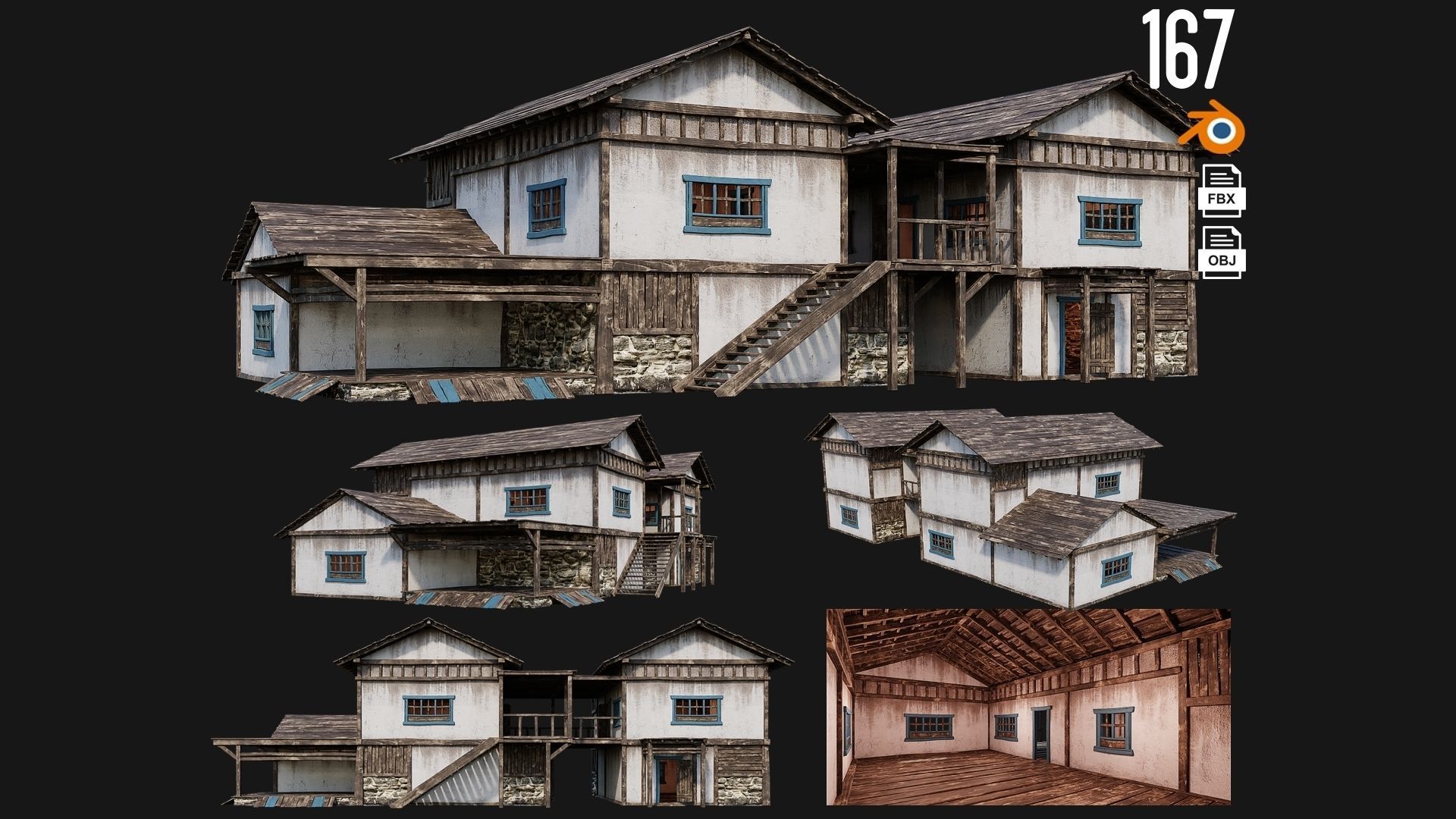 161-200 OLD MEDIEVAL BUILDINGS PACK 4K Textures GameReady 3D Model Collection_37