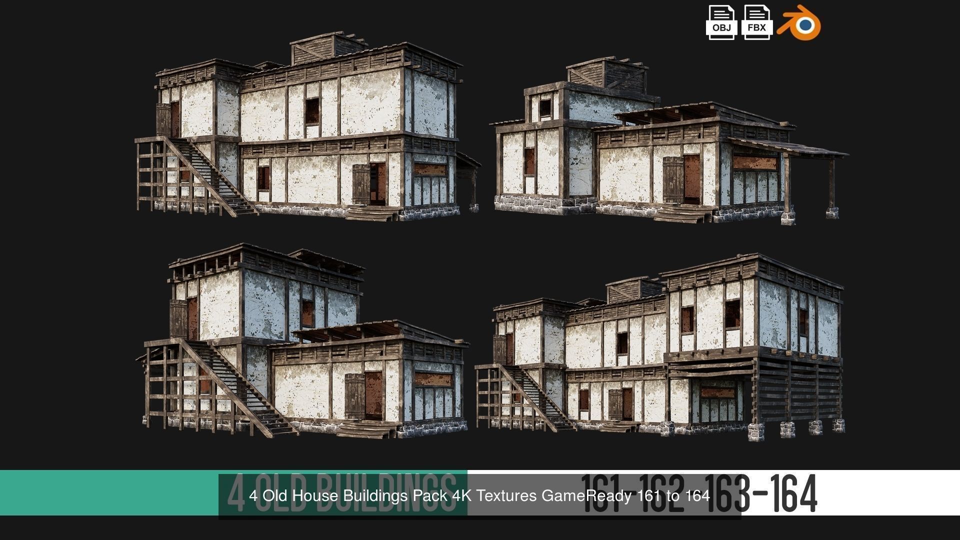 161-200 OLD MEDIEVAL BUILDINGS PACK 4K Textures GameReady 3D Model Collection_4