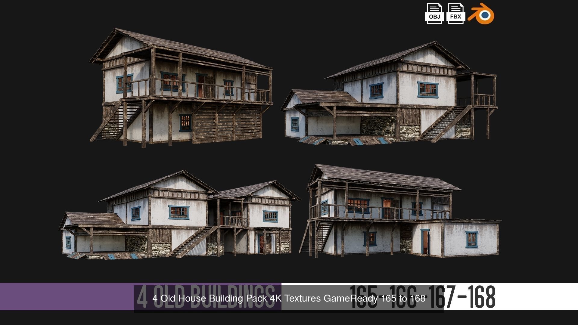 161-200 OLD MEDIEVAL BUILDINGS PACK 4K Textures GameReady 3D Model Collection_5