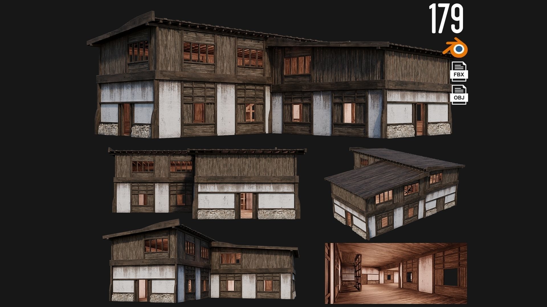 161-200 OLD MEDIEVAL BUILDINGS PACK 4K Textures GameReady 3D Model Collection_46