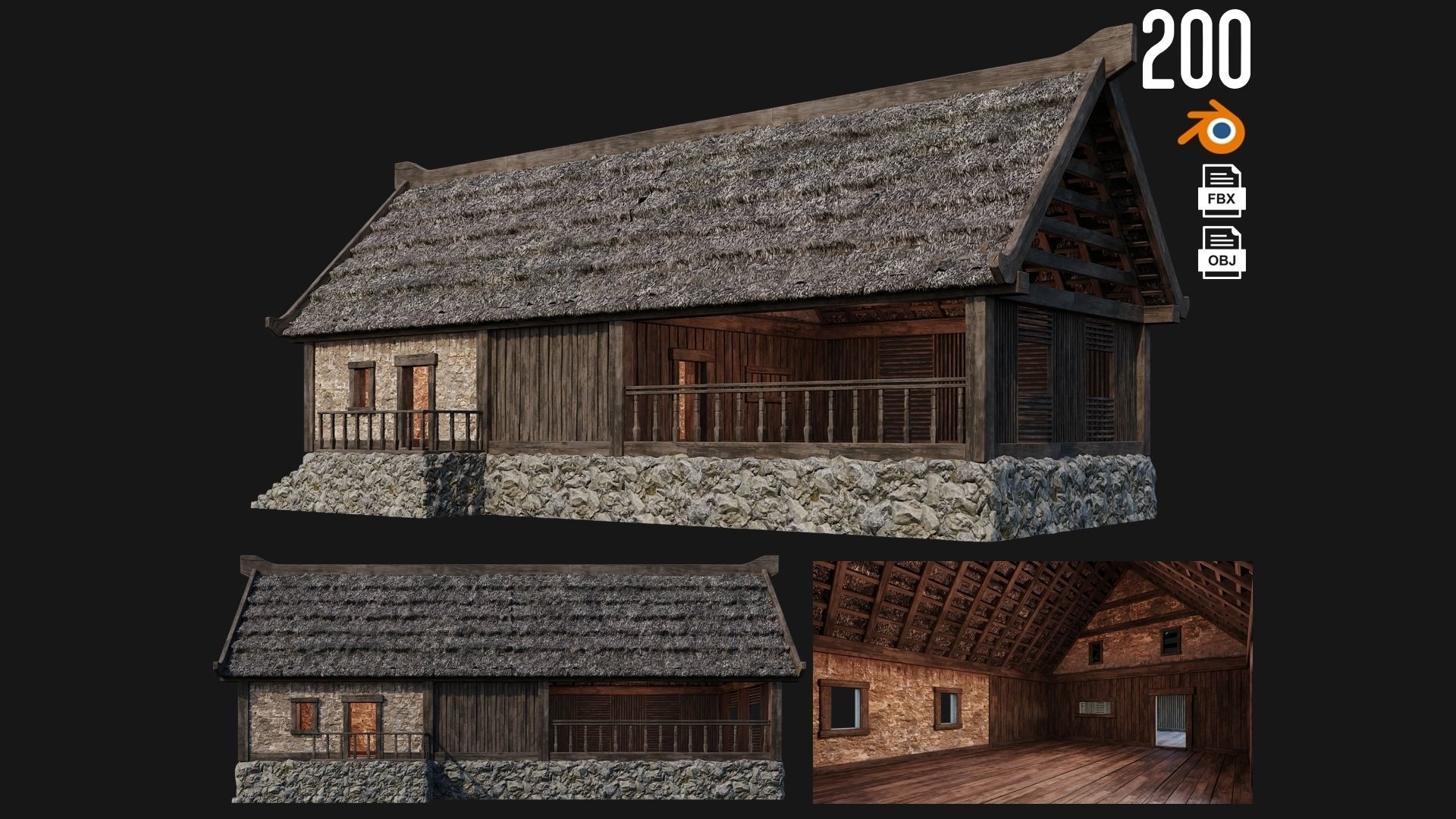 161-200 OLD MEDIEVAL BUILDINGS PACK 4K Textures GameReady 3D Model Collection_40